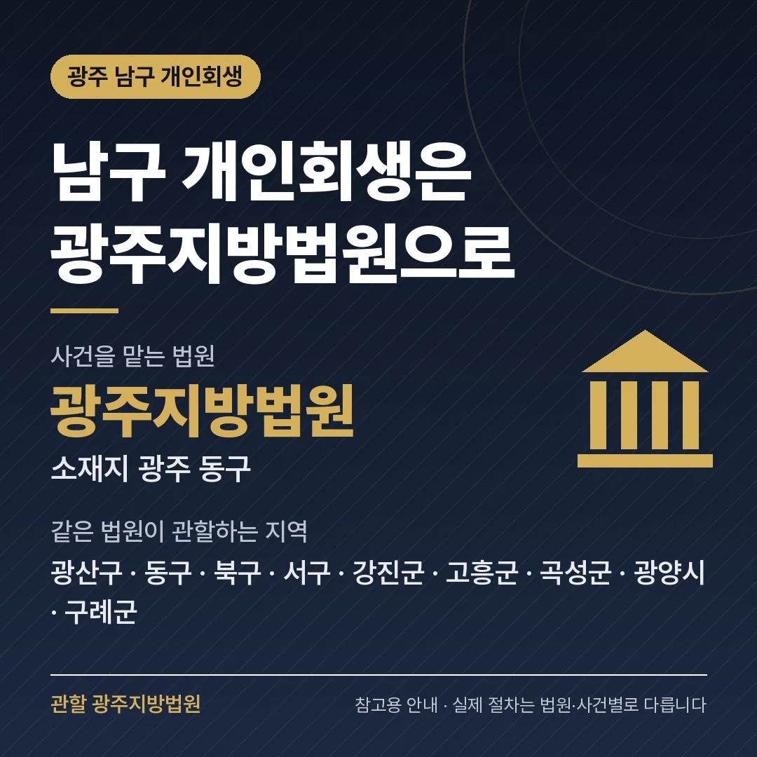 광주 남구 개인회생 관할 법원 — 광주지방법원 광주 남구 개인회생 관할 법원 — 광주지방법원