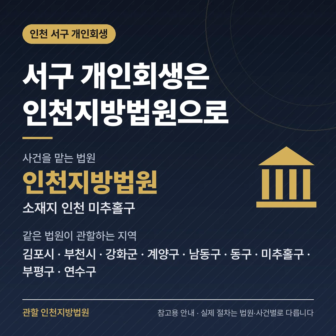 인천 서구 개인회생 관할 법원 — 인천지방법원 인천 서구 개인회생 관할 법원 — 인천지방법원